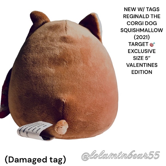 NWT OG REGINALD THE CORGI SQUISHMALLOW TARGET EXCLUSIVE VALENTINE DAY EDITION 5” - Picture 7 of 8